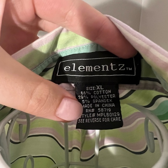 Women’s Elementz XL cotton Vintage Stripe Button Down Top Pastel - Picture 2 of 3